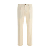 Germano Cream Cotton Casual Pants